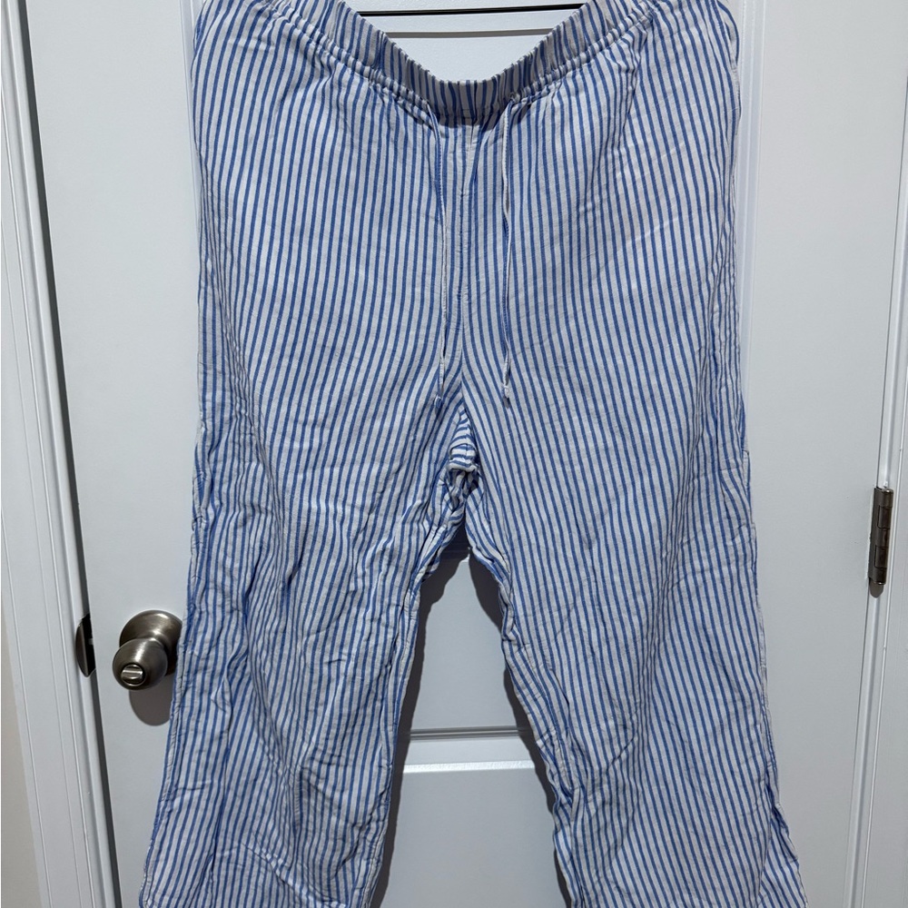 Blue and White Striped Pants